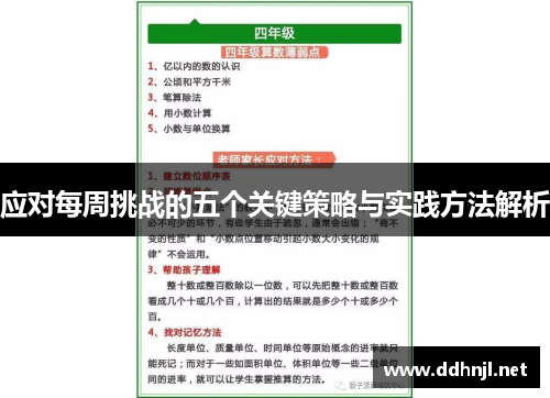 应对每周挑战的五个关键策略与实践方法解析